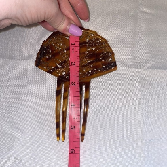 Vintage Art Deco Spanish Hair Comb Tortoise Shell Antique Hair Accessory Brown